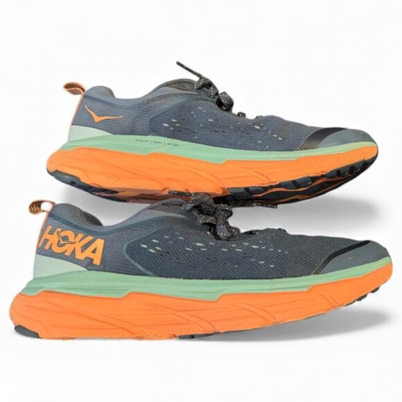HOKA One One Challenger ATR 6 Real Teal Blue / Cantaloupe Running Shoes Size 9.5 - Picture 7 of 8